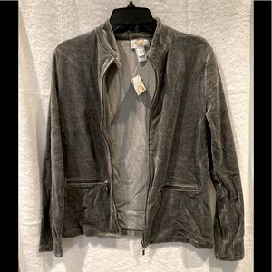 NWT Gray velvet leisure suit zippered jacket